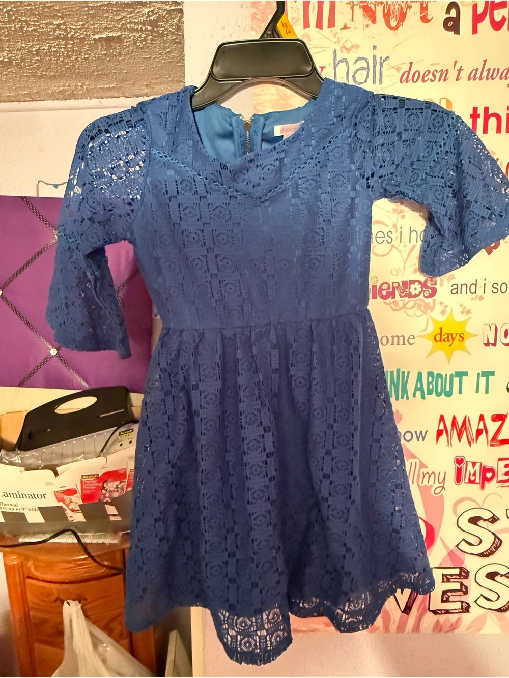 Xhilaration Royal Blue Lace Fit-and-Flare Dress for Girls